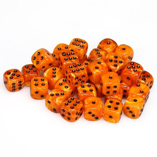 36 D6 Vortex 12mm Dice Orange w/black - CHX27833