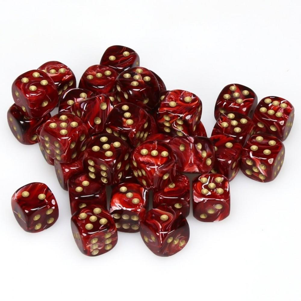 36 D6 Vortex 12mm Dice Burgundy / Gold - CHX27834