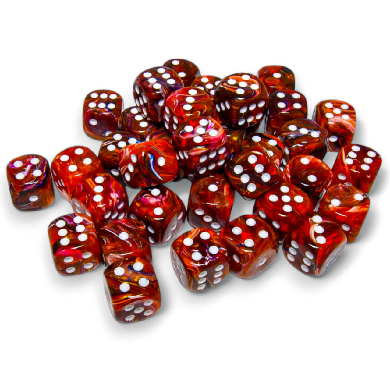 36 D6 Festive 12mm Dice Symphone / White - CHX27943