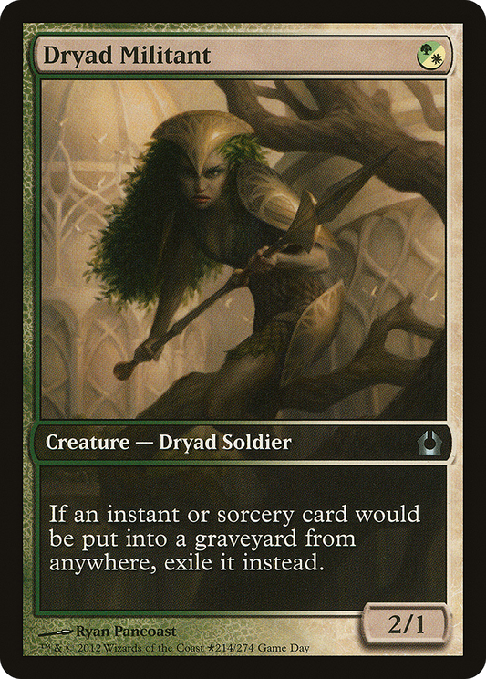 Dryad Militant (Game Day) (Extended) [Return to Ravnica Promos]