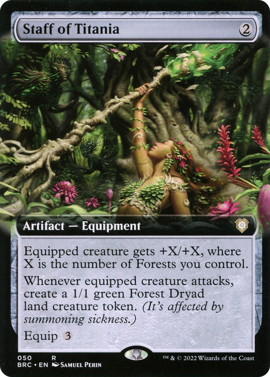 Staff of Titania (BRC-050) - The Brothers' War Commander: (Extended Art)