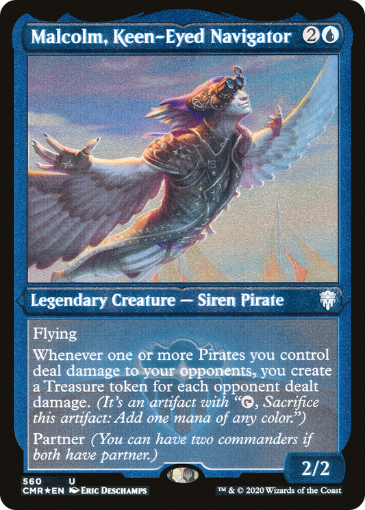 Malcolm, Keen-Eyed Navigator [Commander Legends Etched]