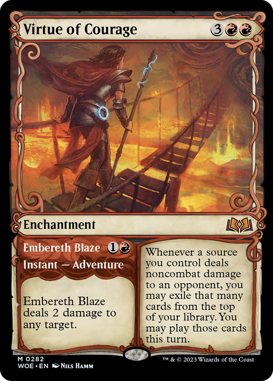 Virtue of Courage // Embereth Blaze (WOE-282) - Wilds of Eldraine: (Showcase)