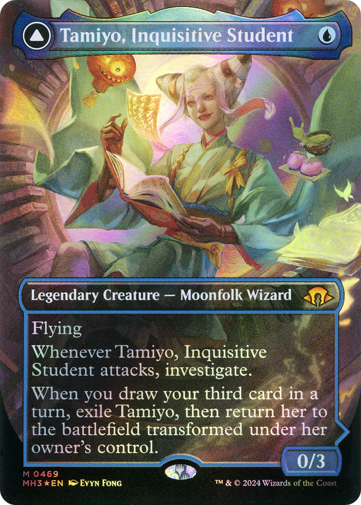 Tamiyo, Inquisitive Student // Tamiyo, Seasoned Scholar (Borderless) (Textured Foil) [Modern Horizons 3]