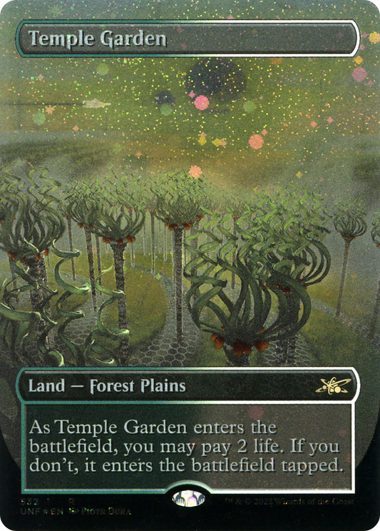 Temple Garden (Borderless) (Galaxy Foil) [Unfinity]