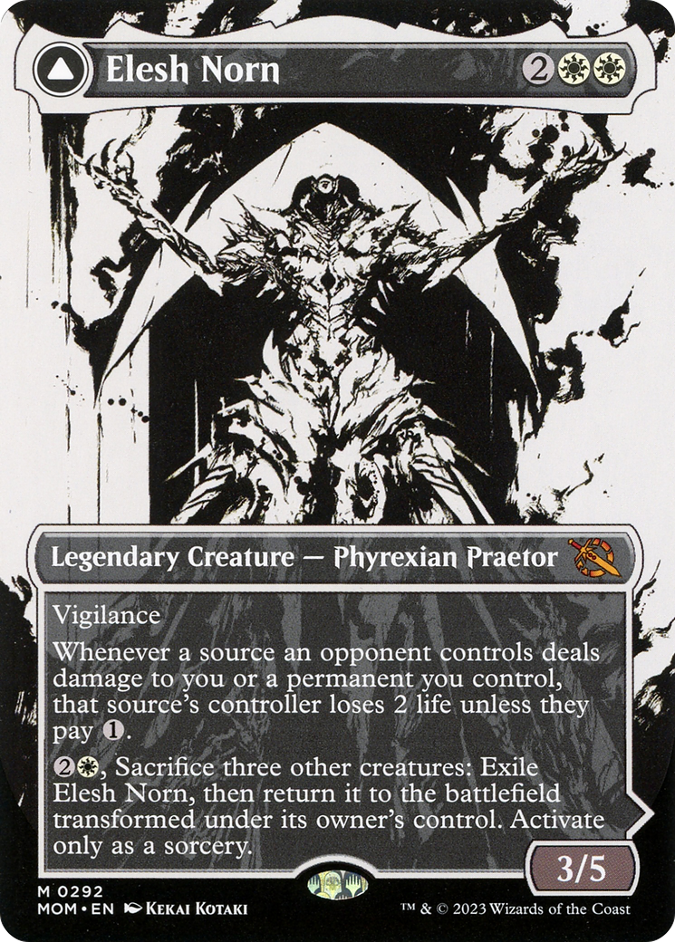 Elesh Norn // The Argent Etchings (MOM-292) - March of the Machine: (Showcase) (Borderless) Foil