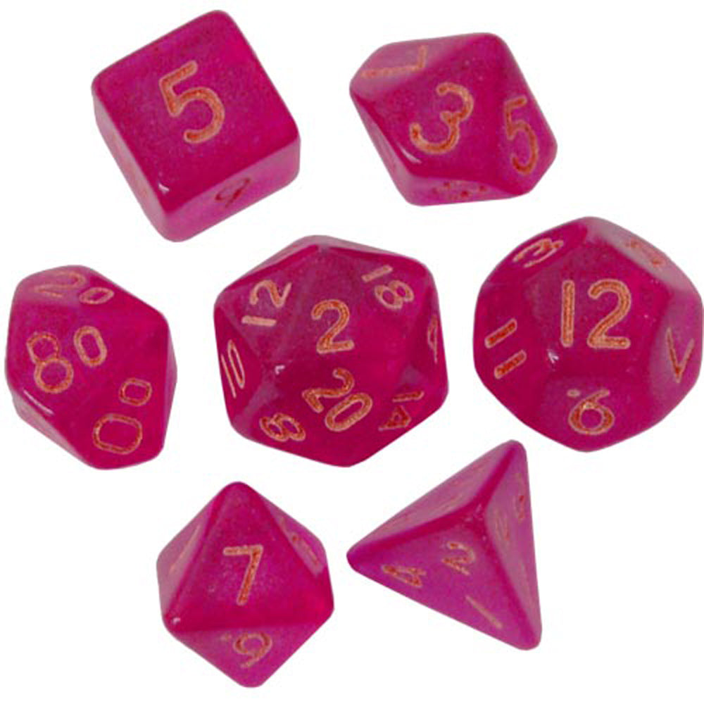 Polyhedral  Dice Set - Glitter Ruby / White (AB0036)