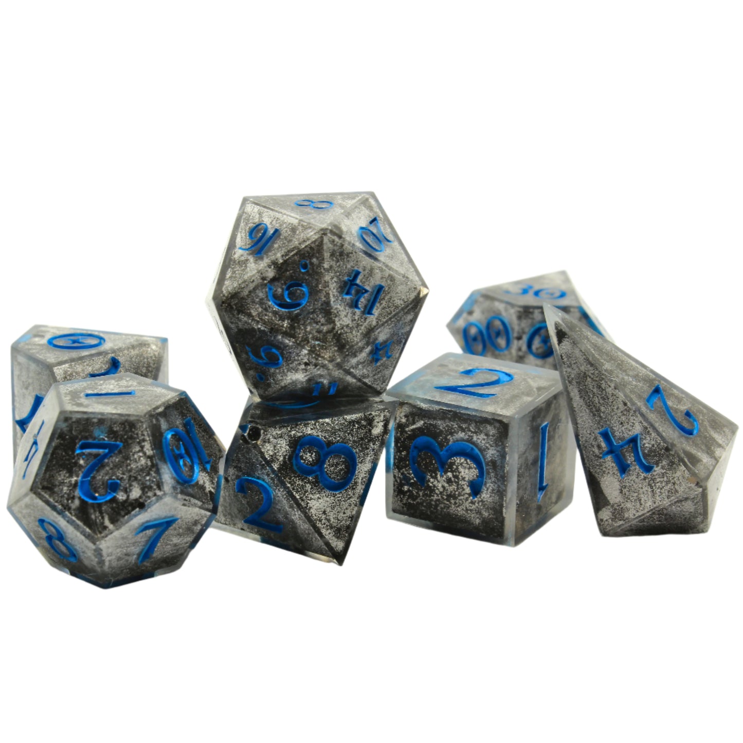 Sweet Dice - Polyhedral Resin Stone and Blue