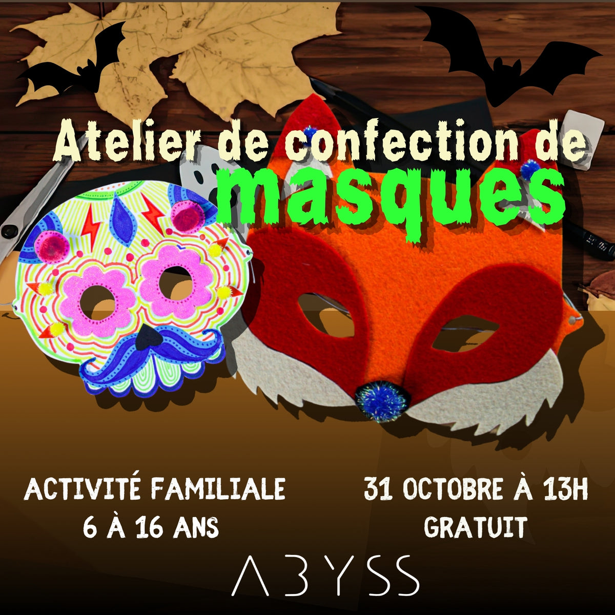 Confection de Masques - Atelier pour enfants 2026-10-31