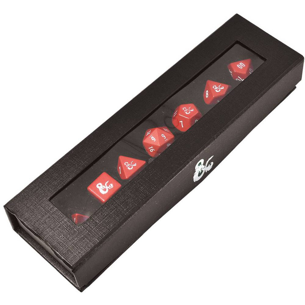 7 Polyhedral Dice Set Heavy Metal D&D Red/White - UP18395
