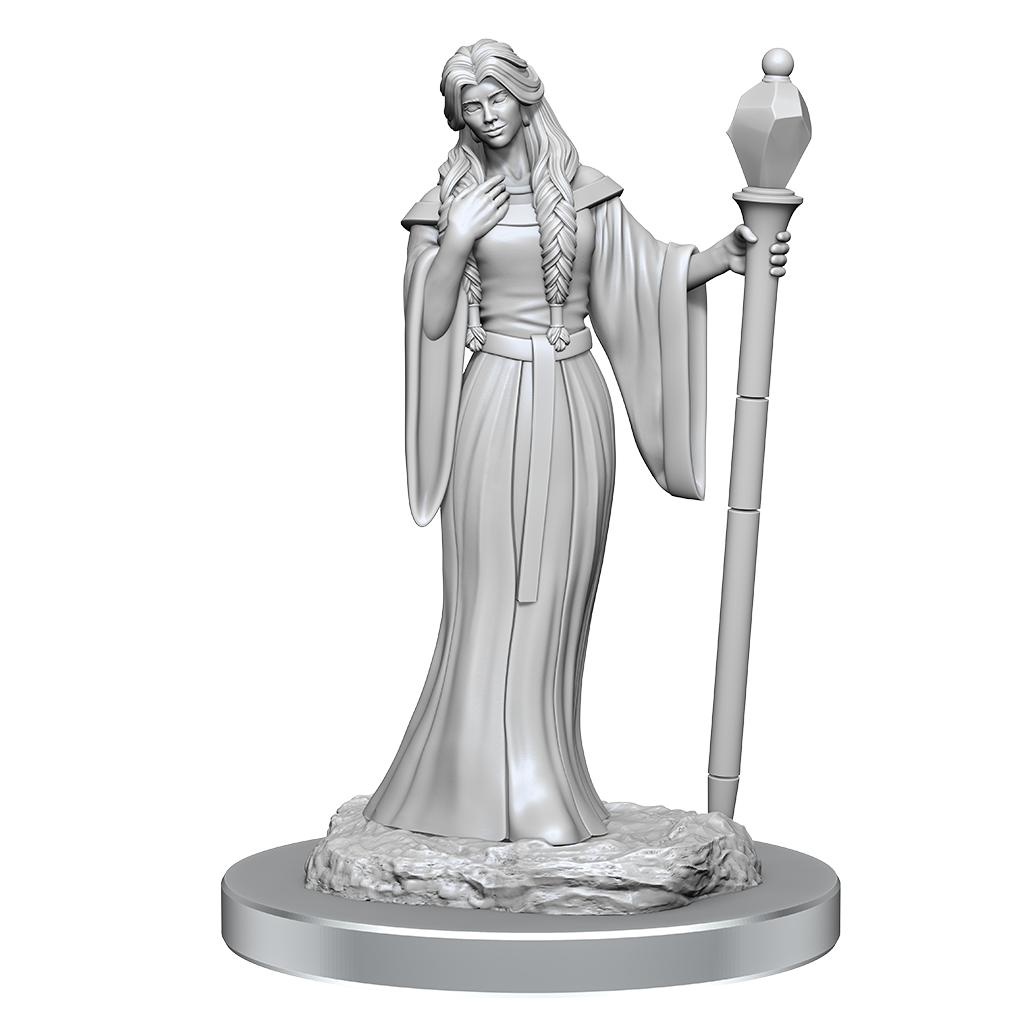 Critical Role Unpainted Minis: Female human wizard & female halfling holy warrior