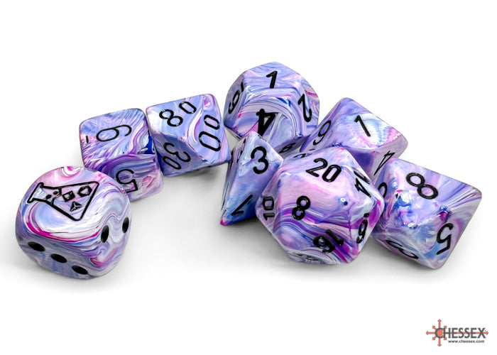 7 Polyhedral Dice Set Lab Dice - Festive Hydrangea/Black - CHX30065