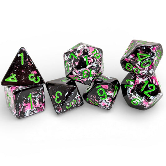 7 Polyhedral Dice Set - Brush Paintball / Green - CHX24414