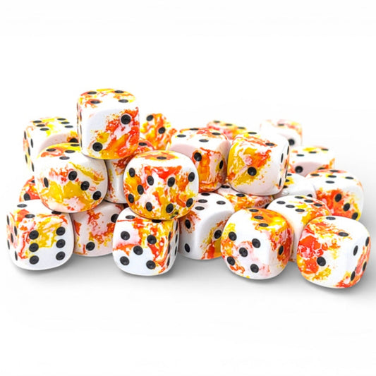 36 D6 Brush 12mm Dice Sunrise / Black - CHX24803