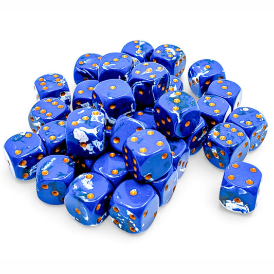 36 D6 Brush 12mm Dice Wavebreak / Gold - CHX24806