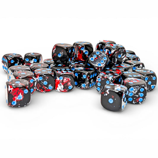 36 D6 Brush 12mm Dice Dark Side / Blue - CHX24808