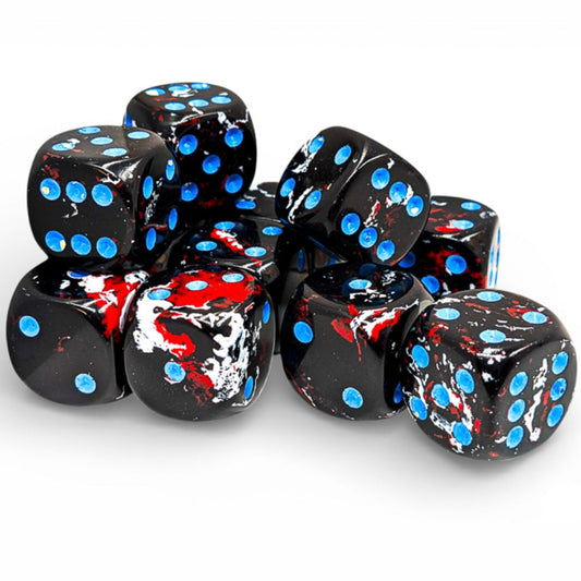 12 D6 Brush 16mm Dice Dark Side / Blue - CHX24608