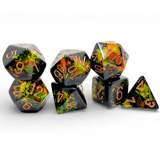 7 Polyhedral Dice Set - Brush Deep Forest / Gold - CHX24405