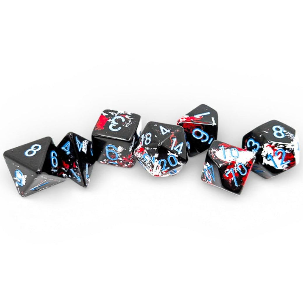7 Polyhedral Dice Set - Brush Dark Side / Blue - CHX24408