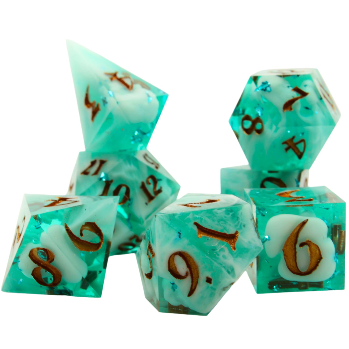 Sweet Dice - Polyhedral Resin Turquoise Hope
