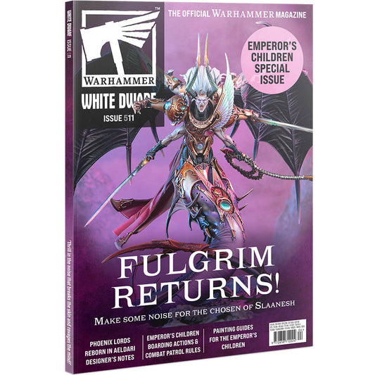 Cover of White Dwarf magazine featuring Warhammer fantasy battle game content, showing a illustrated character and thematic artwork related to the game's universe.